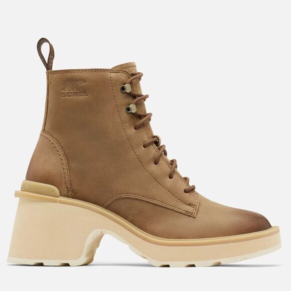 NEW SOREL Leather Hi Line Heel Lace Boots umber for women 563tn - Picture 2 of 10